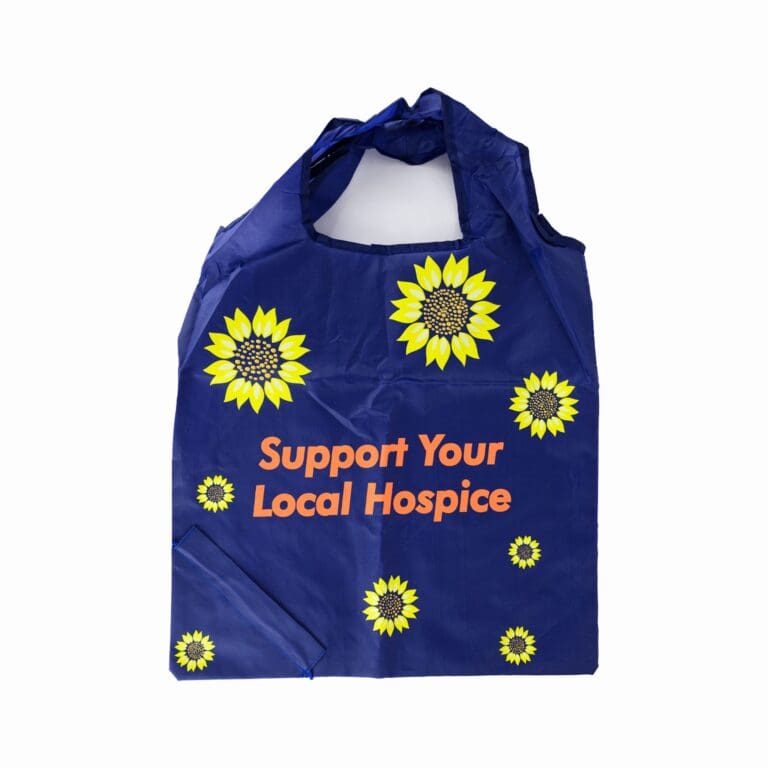 Hospice Sunflower Days are one of the biggest fundraising events for local hospices in Ireland. You can support St. Francis Hospice by purchasing a specially designed 'Sunflower re-usable Shopping Bag'. This handy bag folds up neatly into a pocket sized bag and measures 38cm x 34cm approx. (excluding handles) when fully opened.