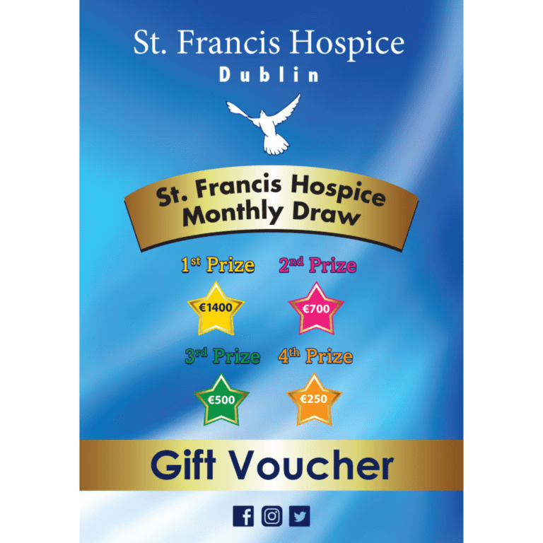 leaflet with information about the hospice monthly draw gift voucher